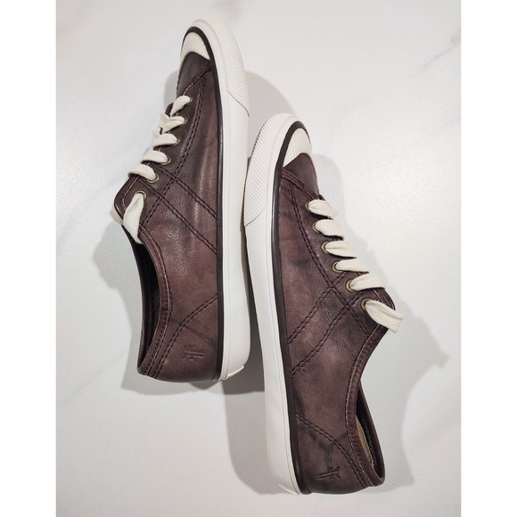 Frye Leather Sneakers Betty Low Lace Shoe Women'sSize 7.5 Brown Casual - Picture 7 of 11